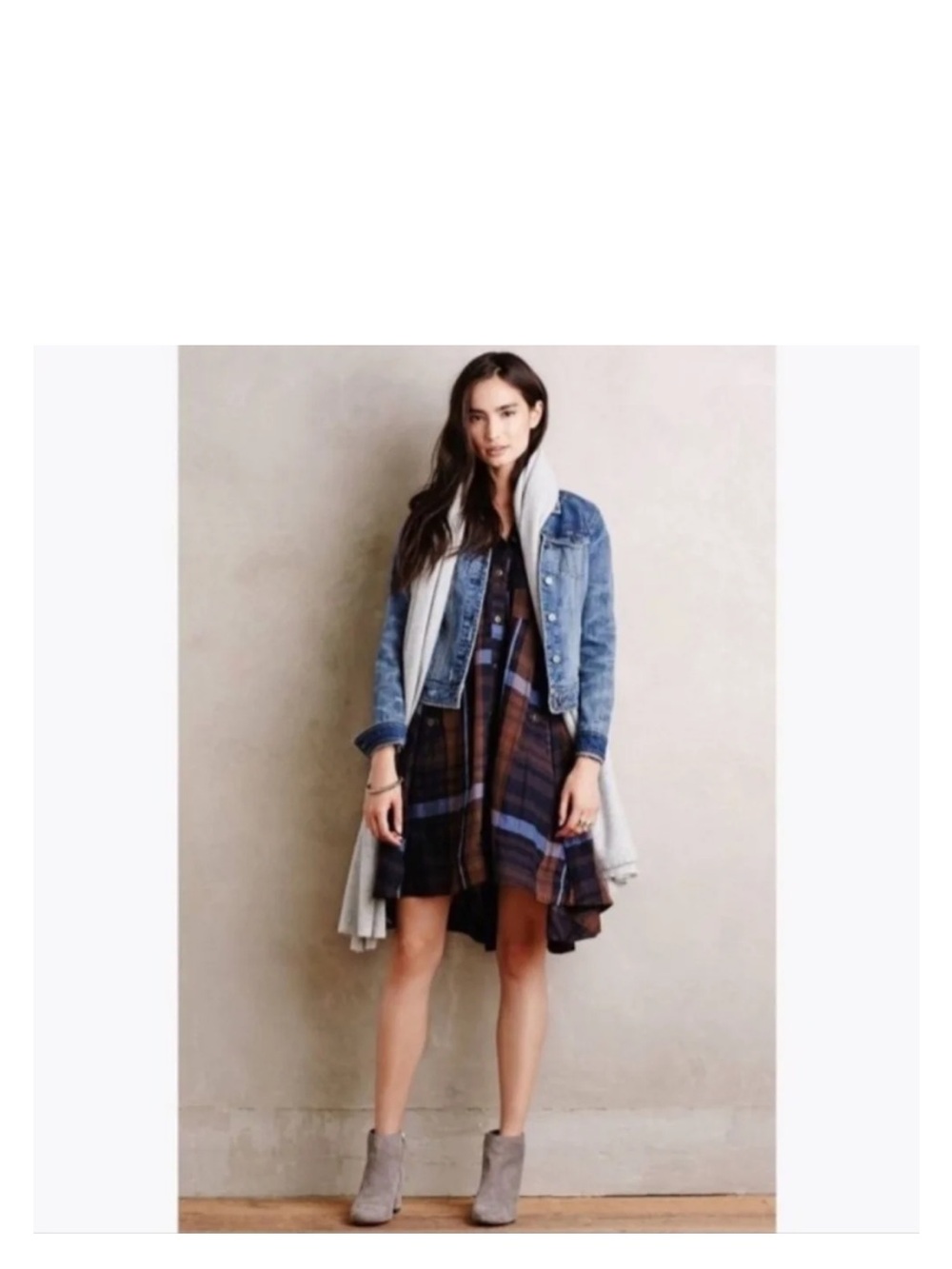ANTHROPOLOGIE HOLDING HORSES HI LO PLAID SHIRT DRESS 8 - Picture 3 of 6